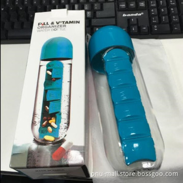 Chinese Supplier Plastic Water Bottle BPA Free with Pill Organizer